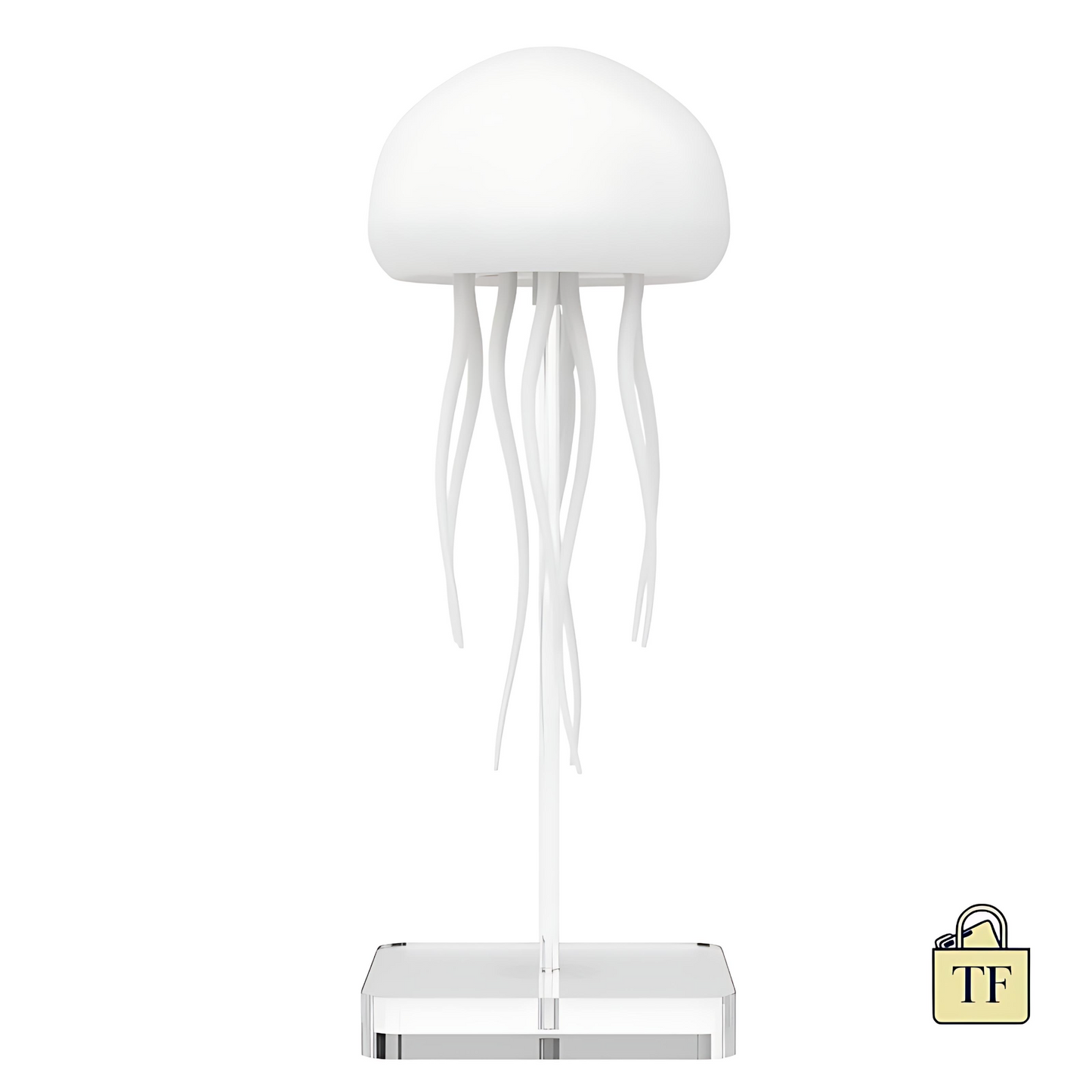 White jellyfish-shaped lamp on a white background