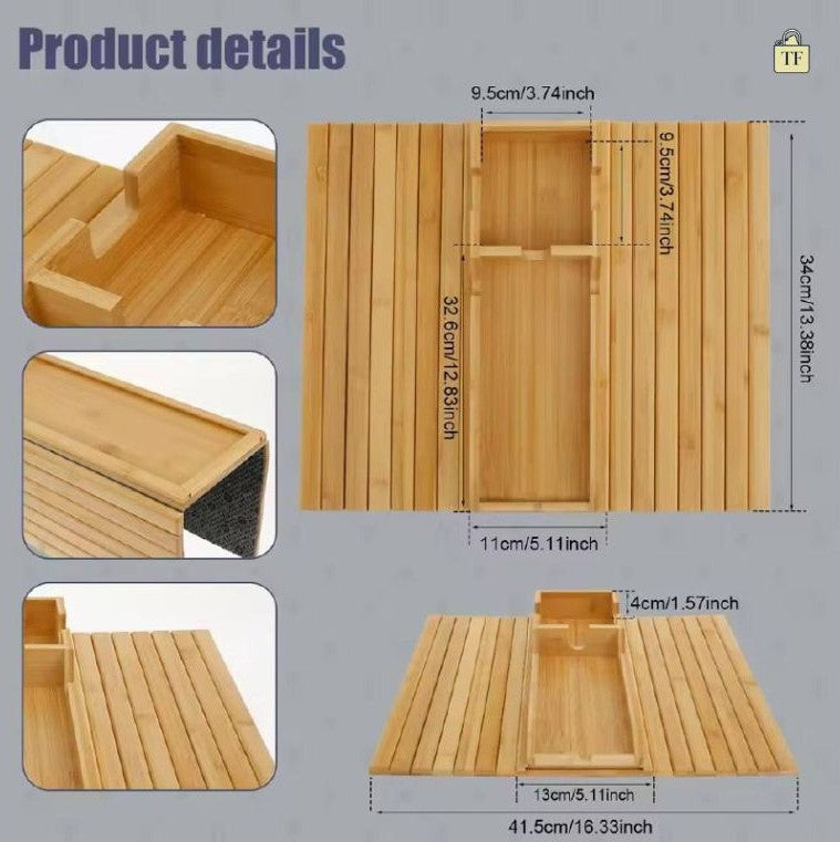 Wooden product with dimensions labeled on a gray background