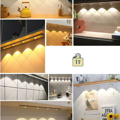 Collage of various indoor lighting setups with a shopping bag icon and 'TF' text.