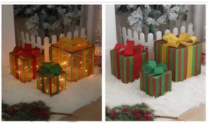 led gift boxes green with red stripes 2026
