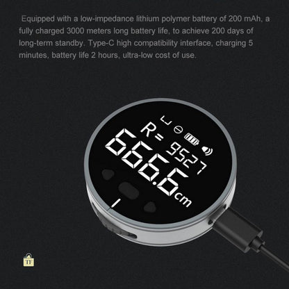 Digital device with a screen displaying measurements on a black background